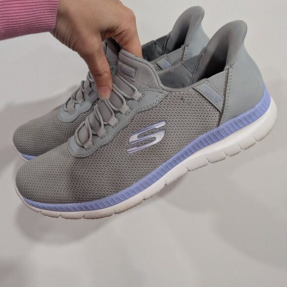 Skechers Hands Free Swift Fit Memory Foam Sneakers Grey Mauve Size 9 - Picture 4 of 6